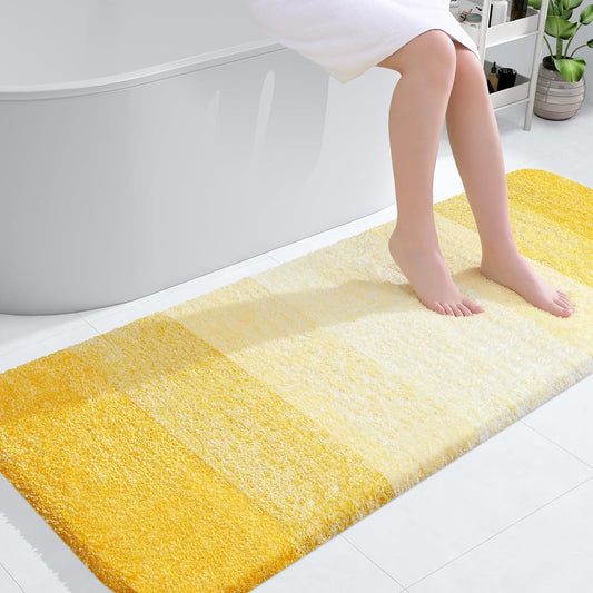 OLANLY Large Bathroom Rugs - Extra Soft Microfiber Bath Mat, Quick Dry & Machine Washable - 54x24, Yellow
