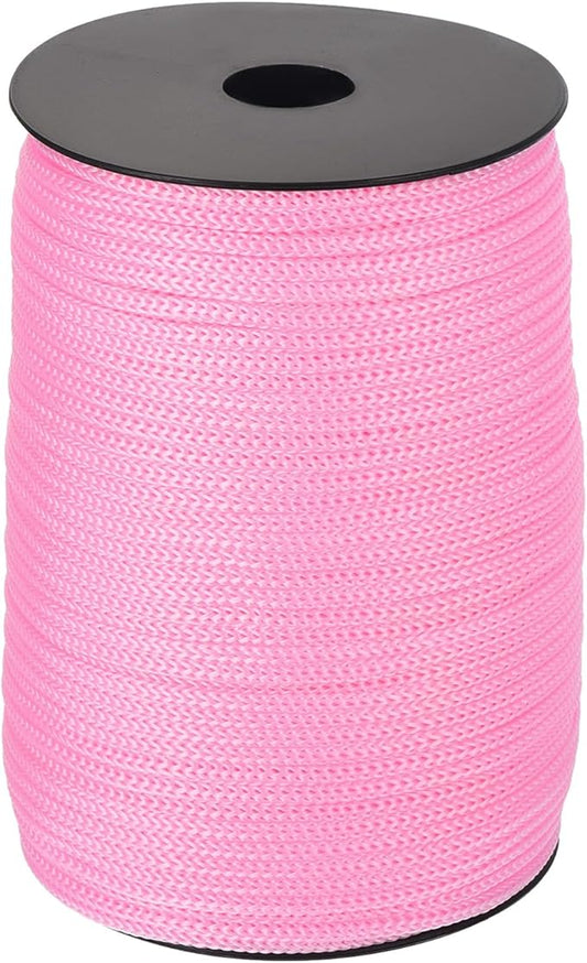 MECCANIXITY 5/32 Inch Polypropylene Rope Braided Ropes, 328ft Camping Rope Hollow Utility Cord for Clothesline, Hiking, Outdoor, Light Pink