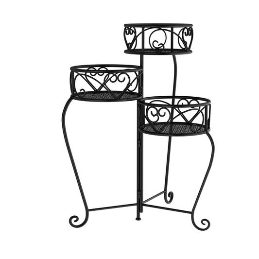 Pure Garden Tricycle Plant Stand 2-Tiered Indoor or Outdoor Decorative Vintage-Look Metal Display for Patio, Deck, Home or Lawn (Black)