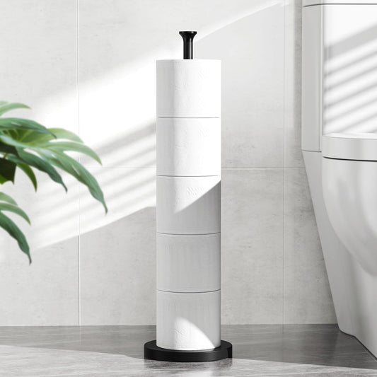 Skiennix Toilet Paper Holder Stand - Free-Standing Stainless Steel Design with Reserve Function