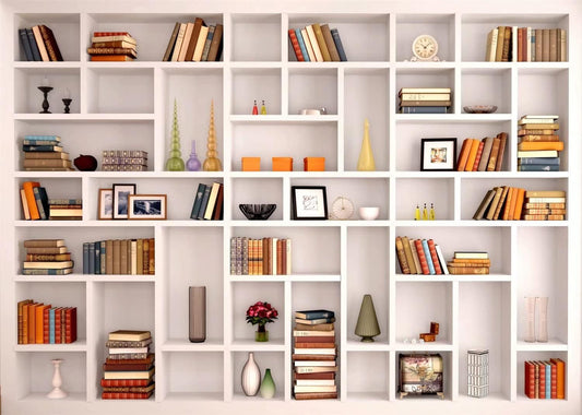 BELECO 7x5ft Fabric White Bookshelf Backdrop Library Modern Office Bookcase Backdrop Home Office Zoom Meeting Video