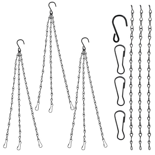 BDS-HOME 16inch Hanging Baskets Chains 3 Leads Hanging Chains Flower Pot Chain Hanger Replacement for Planters, Bird Feeders, Creative Light, Wind Chime, Lanterns and Ornaments