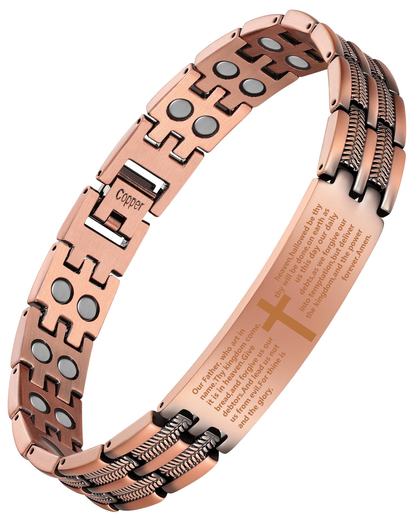 Feraco 2X Strength Magnetic Therapy Bracelets for Men Copper Bracelet with 3800 Gauss Neodymium Magnets