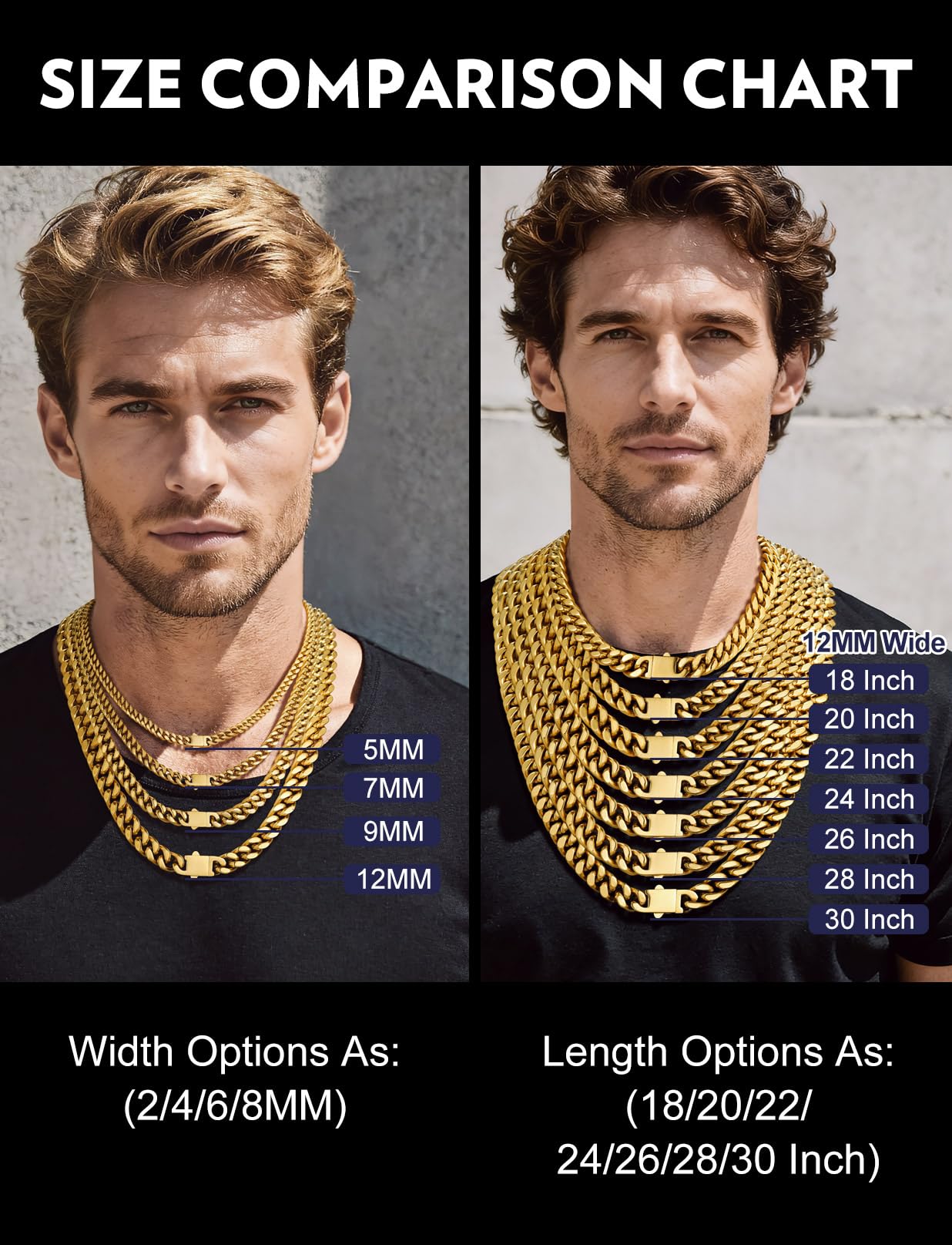 Bandmax Mens Stainless Steel Miami Chain Necklaces 26 Inch 12MM 14K Gold Plated Big Heavy Cuban Necklace Hip Hop Biker Chain Jewelry Gift for Husband Son Father
