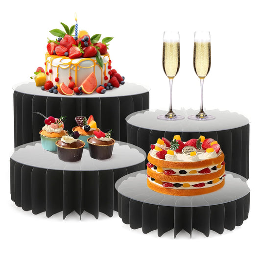 Buffet Risers Food Risers for Buffet Table Acrylic Risers Display Stands Tall Cake Stands Cylinder Stands for Party Pedestal Cake Stand Dessert Table Display Set Cupcake Stands Cupcake Display (Black)