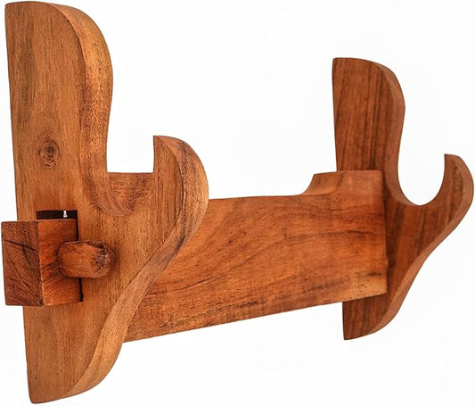 Mythrojan Solid Wood Sword Stand Medieval Sword Wall Mount Samurai Sword Display Stand Katana Sword Holder Gladiator Sword Wall Display Crusader Sword Stand Knife Stand for Display - One Tier Stand