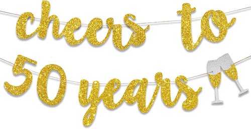 GOER Gold Glitter Cheers to 50 Years Champagne Glasses - Perfect 50th Birthday Party Decor