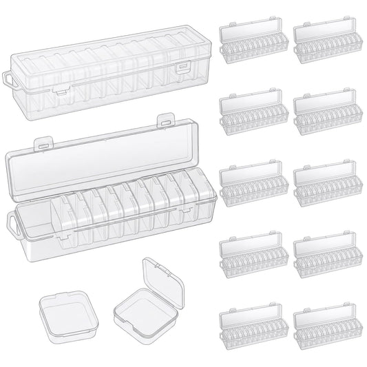 130 Pack Transparent Bead Organizers and Storage - Portable Bead Organizer, 10 Large Boxes and 120 Small Boxes for Bracelet Making DIY, Jewelry, Small Parts