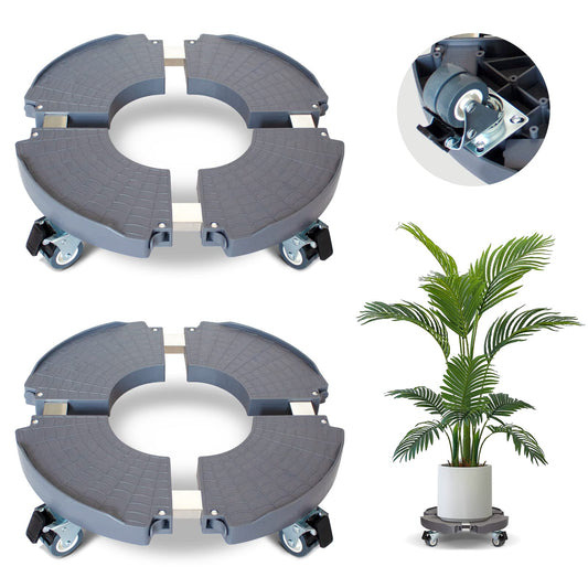 DOFIMATE 2 Pack Rolling Plant Stand with Wheels,15-21’’Adjustable Heavy Duty Plant Caddy with Wheels for Indoor Outdoor Planter Dolly Lockable