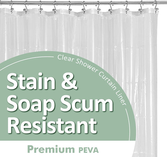 Barossa Design Clear Shower Liner - Premium Waterproof PEVA Curtain with Rustproof Grommets & 3 Magnets | Standard Size
