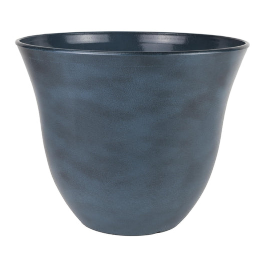 Classic Home and Garden by Growscape Honeysuckle Resin Planters - Lightweight Indoor & Outdoor Plant Pots - UV-Resistant Plastic Flower Pots - Pot Planters for Flowers & Herbs (13", Blue Jean)