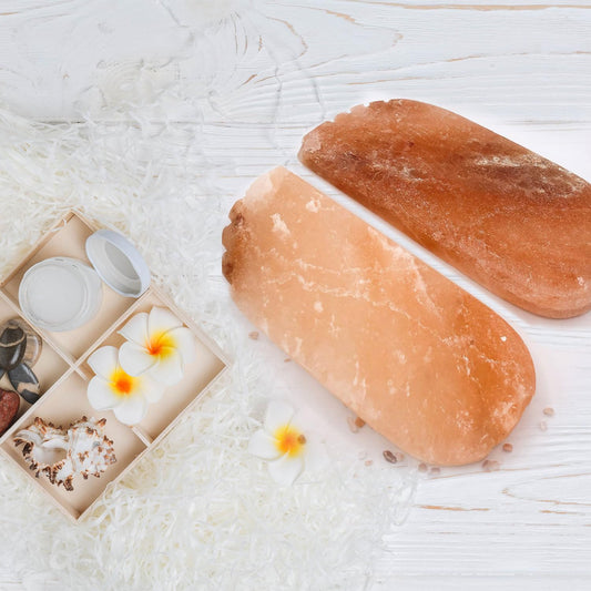 Glowyn Pink Himalayan Salt Detox Foot Blocks, Set of 2-10" L x 4" W x 1" H| Detoxification Block - Foot Tiles Spa at Home - Relaxing Therapy
