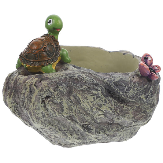 BAZEITFLOW Creative Turtle Resin Flowerpot Decor for Outdoor Landscaping Compact Plant Container with Lovely Design for Garden Patio and Balcony