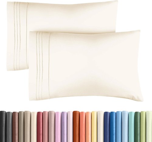 King Standard Pillow Cases - Soft Hotel Quality Covers | Comfy, Fade-Free & Wrinkle Resistant - Off White Set of 2