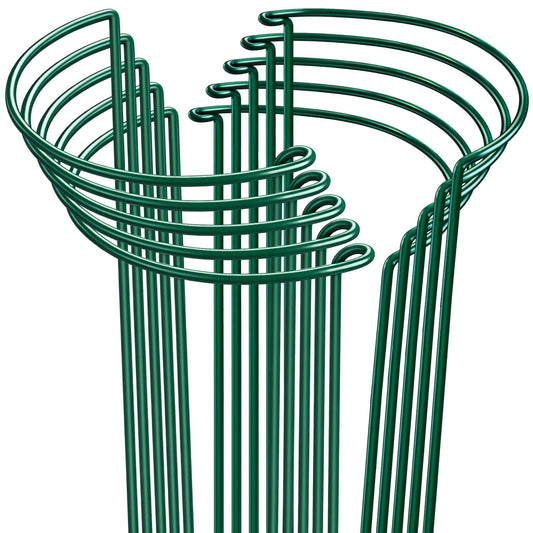 HiGift 10 Pack 24" H x 10" W Tall Plant Support Stakes, Half Round Metal Peony Cages and Supports, Monstera Plant Support Snake Plant Stake Flower Support Ring for Tomato, Hydrangea Outdoor Indoor