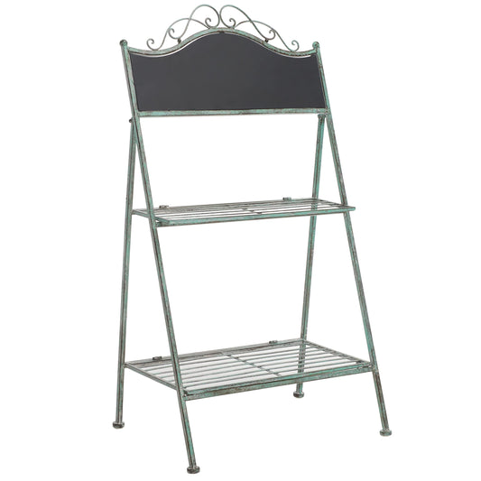SAFAVIEH Outdoor Collection Natum Victorian Antique Dark Green Wrought Iron Plant Stand