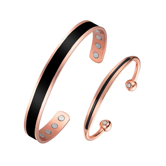 BioMag 2Pcs Copper Bracelets for Women Men, 99.9% Pure Copper Magnetic Bracelet Cuff Bangle with 8Pcs Magnets, Adjustable Jewelry Gifts