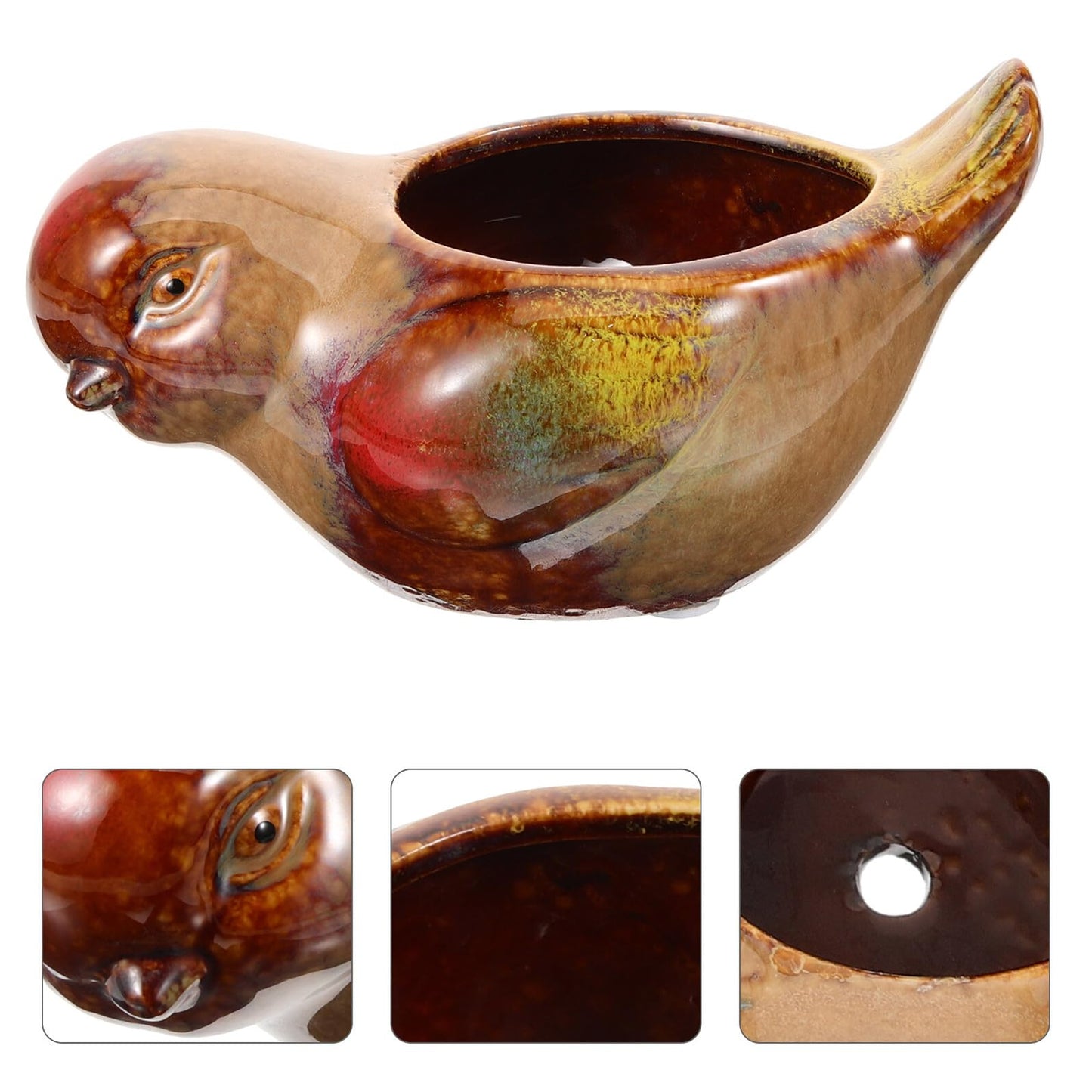 MAGICLULU Ceramic Bird Planter Pot for Small Succulents Balcony Outdoor Flower Pot with Glazed Finish Decorative Ceramic Planter for Garden and Home
