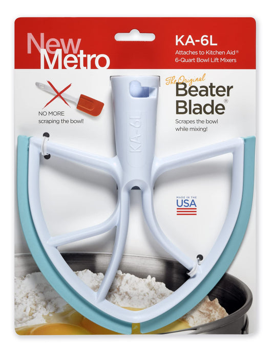 New Metro Design KA-6LAQ Plastic Beater Blade, works w/most KitchenAid 6 and 7 Qt Bowl-Lift Stand Mixers, Aqua