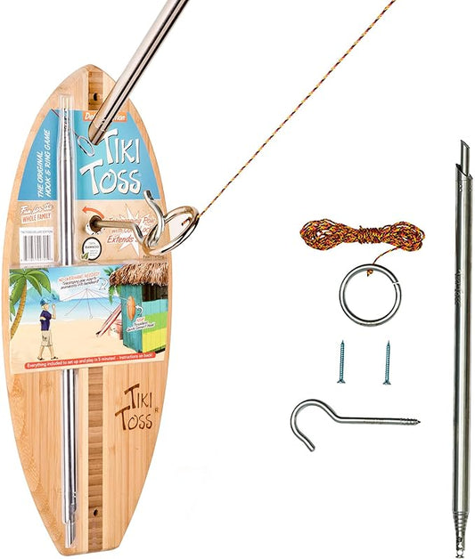 Tiki Toss Ring Toss Game for Adults & Kids - Hook and Ring Games with String and Hooks for Indoor/Outdoor Use, Man Cave Decor & Stuff, Gifts for Men - Standard or Deluxe 12.3" / Tiny 5"