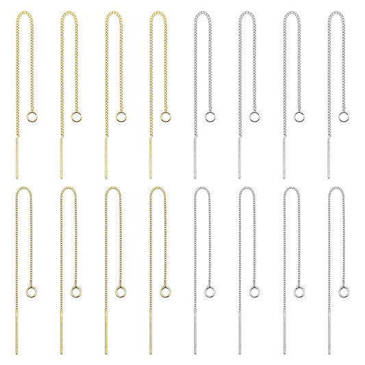 24pcs 8.5cm Ear Threads Long String Ear Threads Hypoallergenic Ears Thread Earring with Loop Drop Earrings Tassel Chain Earrings for Earring Making DIY Jewelry Craft(2 Styles,2 Colors)