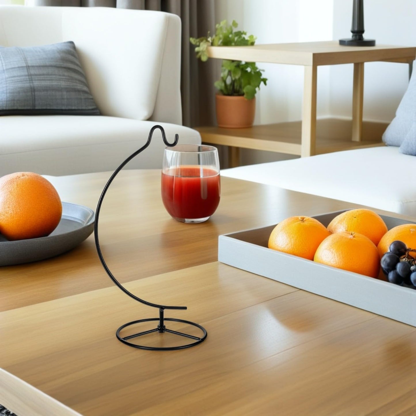 Mikikit 2pcs Moon Shaped Iron Ornament Display Stand Hanging Hook for Air Plant Terrarium Glass Globe Holder Home Décor Black