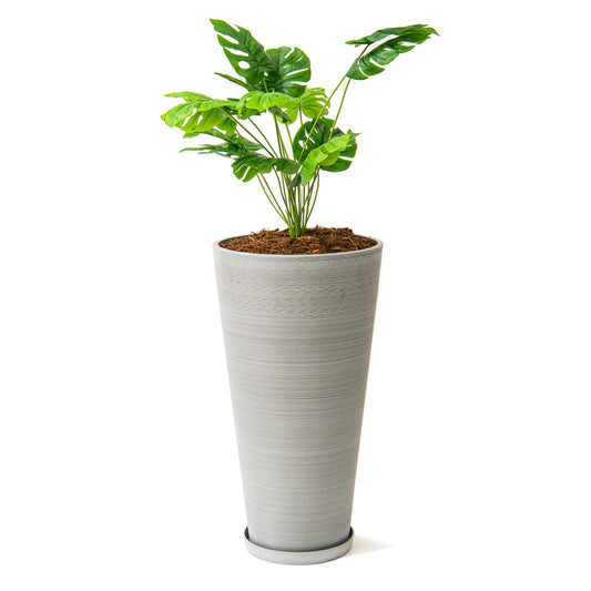 XBrand 28-Inch Tall Tapered Indoor and Outdoor, Gray Planter