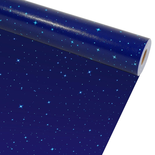 Blue Outer Space Bulletin Board Roll Reusable Waterproof Night Sky Non-Woven Fabric Bulletin Board Wrinkle Resistant Star Galaxy Poster Background for Classroom Decor Wrapping Paper Craft 15.5" x12ft