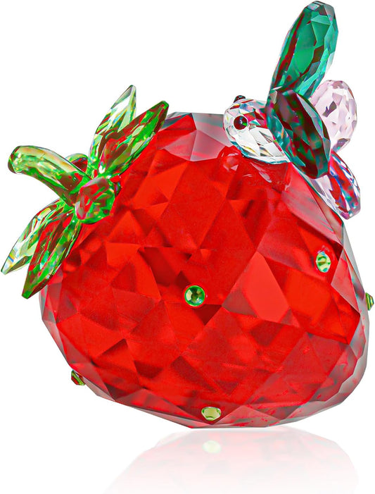 QFkris Crystal Strawberry Figurine - Mini Glass Art Collectible | Perfect Gift for Home Decor & Birthdays