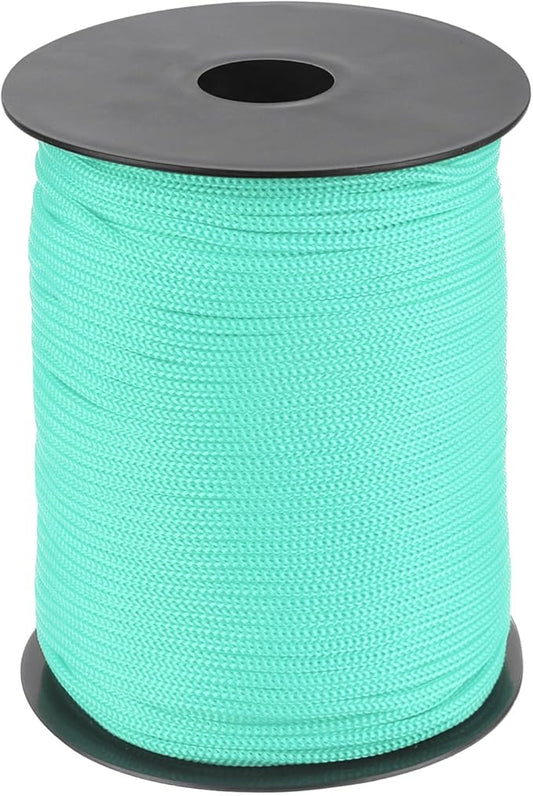 MECCANIXITY 1/8 Inch Polypropylene Rope Braided Ropes, 328ft Nylon Rope Hollow Utility Cord for Clothesline, Camping, Hiking, Outdoor, Light Blue