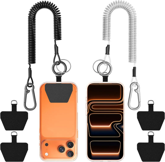 2 Pack Dadanism Phone Tether Lanyard, Anti-Theft & Anti-Drop Phone Strap, Spiral Retractable Safety Coiled Lanyard