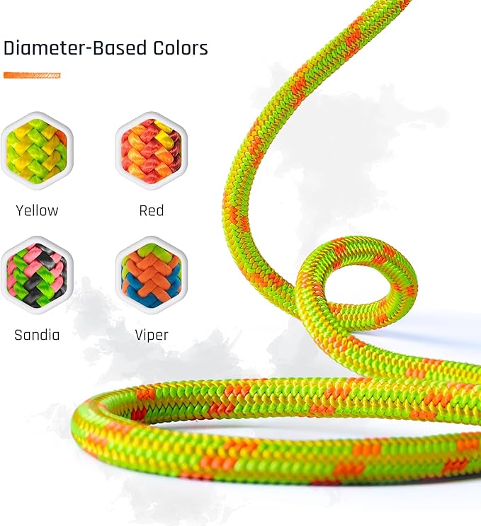 Pelican Rope Arborist Rope 11.8mm x 200Ft, USA Made High-Strength 24-Strands Static Climbing Rope - 7,000 lb Strength for Tree Climbing, Pulling, Outdoors & Swing - Yellow, Plain End
