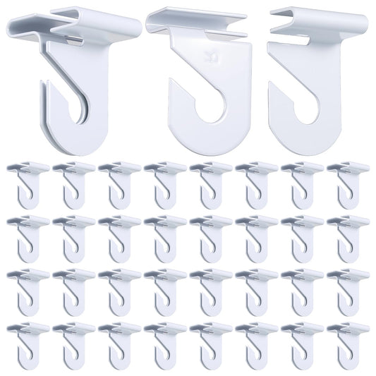 SHENLIU 100 Pair Drop Ceiling Hooks for Classrooms, White Heavy Duty Metal T-Bar Hooks Suspended Ceiling Tile Hook Clips Hold up to 20 Lbs for Home School Grid Office Plants Decorations