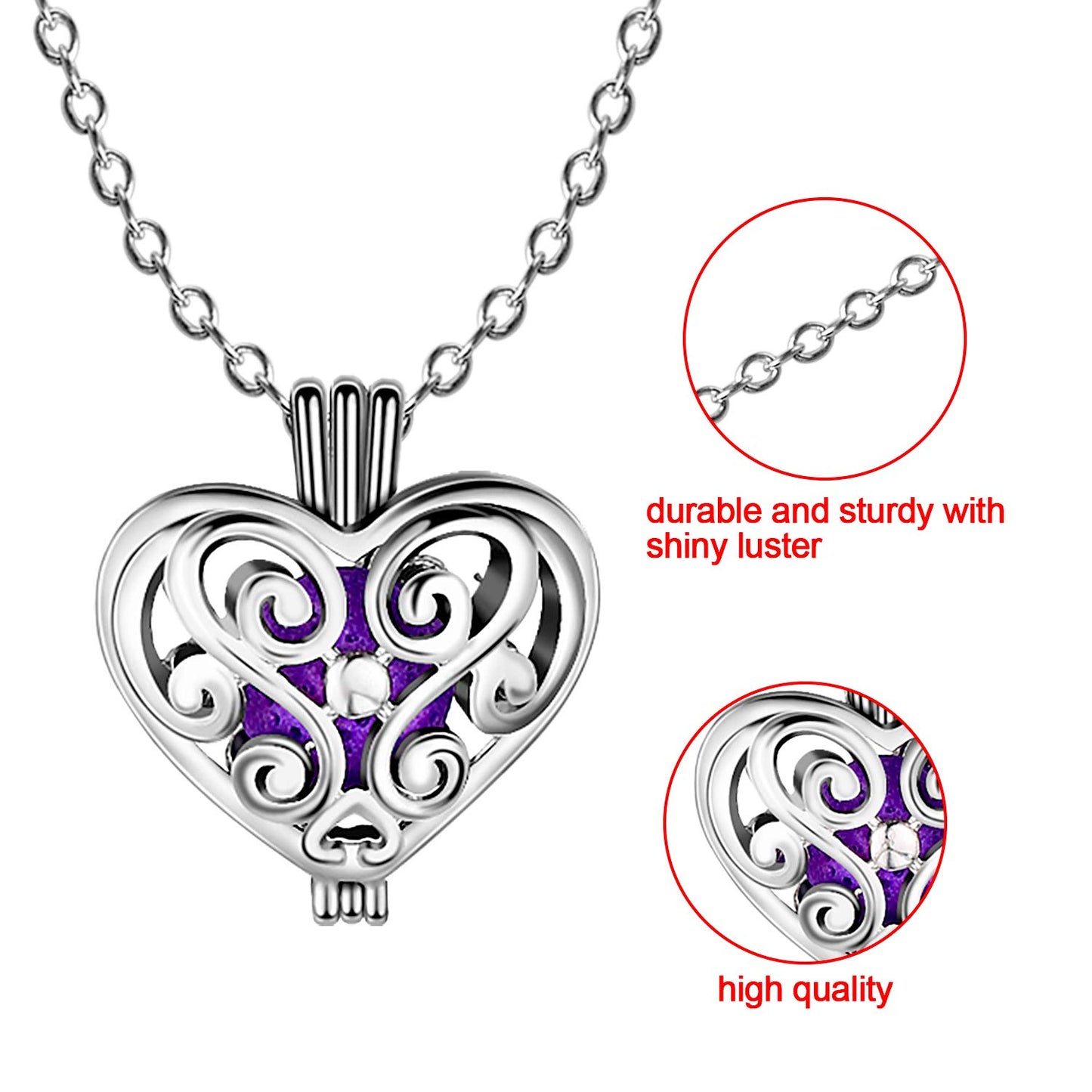 Blulu 4 Pcs Aromatherapy Essential Oil Diffuser Necklace for Women with 24 Pcs Refilled Scent Perfume Necklace Stainless Steel Locket Pendant Lava Stone Diffuser for Men Women Jewelry Birthday Gift