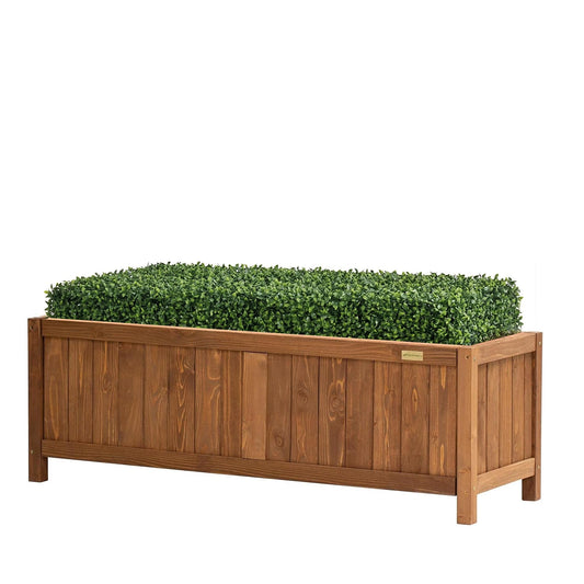 NatraHedge (44" Lx 15" W x 15" H (Brown) Hampton Classic Wooden Planter Box Indoor and Outdoor Rectangular Garden Planter Use for Patio, Yard, Greenhouse, Vegatable, Flowers, and Herb