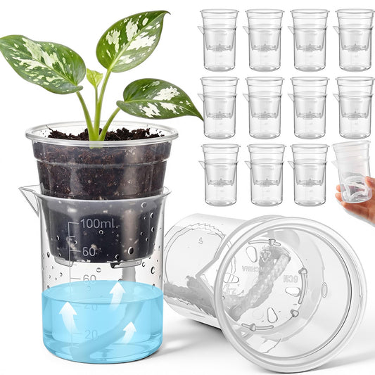 Ferrochef 30 Pcak 2.2'' Small Self Watering Planters for Indoor Plants Mini Clear Pots with Water Level Indicator Plastic Automatic-Watering Pot with Drainage Holes for Semi-hydroponic African Violet