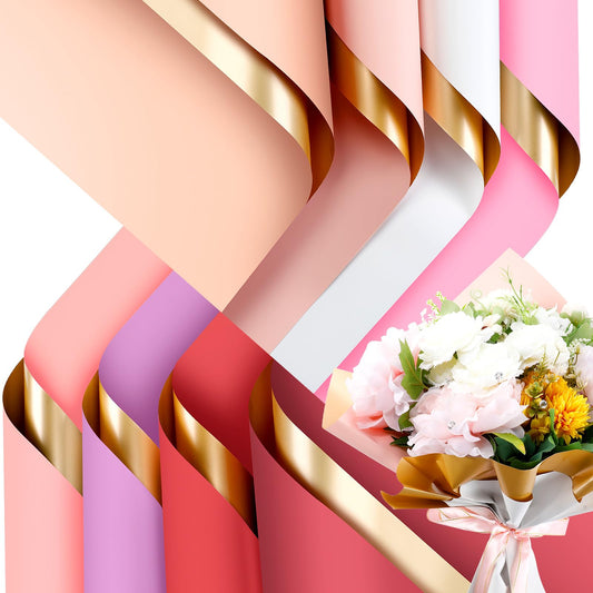 Outus 160 Sheet Double Color Flower Wrapping Paper Thick Waterproof Florist Bouquet Wrapping Paper Bulk for DIY Crafts Gift Packaging Bouquet 23 x 23 In, 8 Types(Stylish,Light Color)