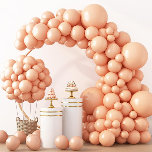 RUBFAC Peach Balloons - 129-Piece Latex Balloon Garland Kit | Light Orange & Blush Pink for Weddings, Showers & Birthdays