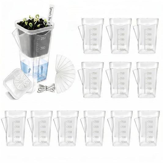 12 Pack 2.5" Self Watering Pots for Indoor Plants,Small Clear Plastic Planters with Water Level Indicator & Drainage Holes for Alocasia Propagation, African Violets, Seedlings, Cuttings and Succulents