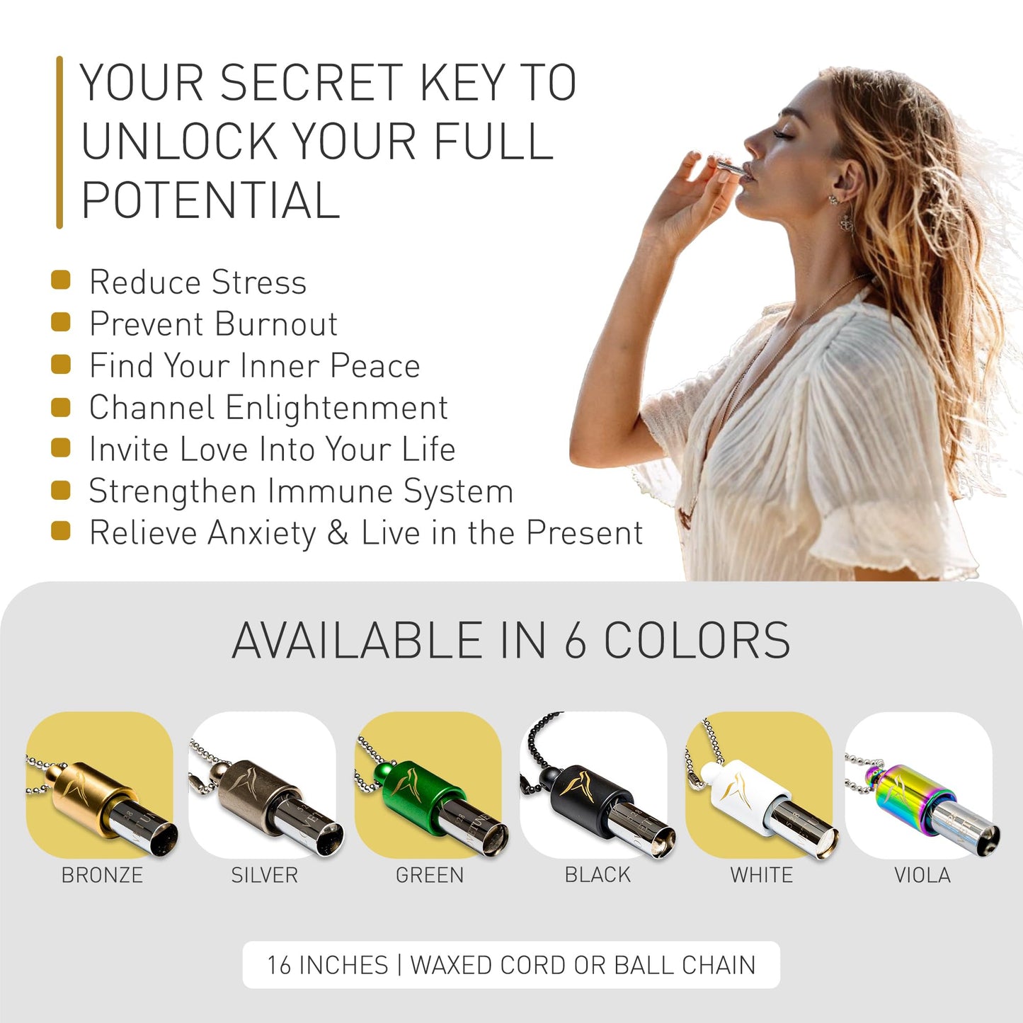 LOVETUNER Meditation Tuning Necklace 528 hz Frequency of Love | Mindfulness Device for Anxiety & Stress Relief, Metal,