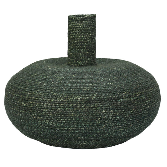 MIRA Moonj Grass Decorative Globe Vase – 11.5" Handwoven Natural Fiber Vase in Earthy Green – Artisan Accent for Dried Flowers, Boho and Cottagecore Decor