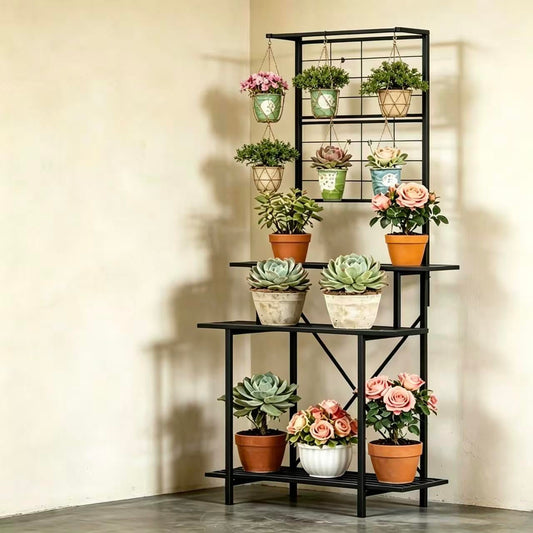 Hanging Plant Pot Shelf Rack Heavy Duty Plant holder Trellis,Multi Layer Plant Stand for Home, Garden, Balcony