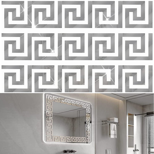 100 Pieces Removable Acrylic Mirror Setting, Mirror Tiles Wall Sticker Decal,Mirror Wall Stickers for Home Living Room Bedroom Decor,Room Decor Aesthetic(Silver)