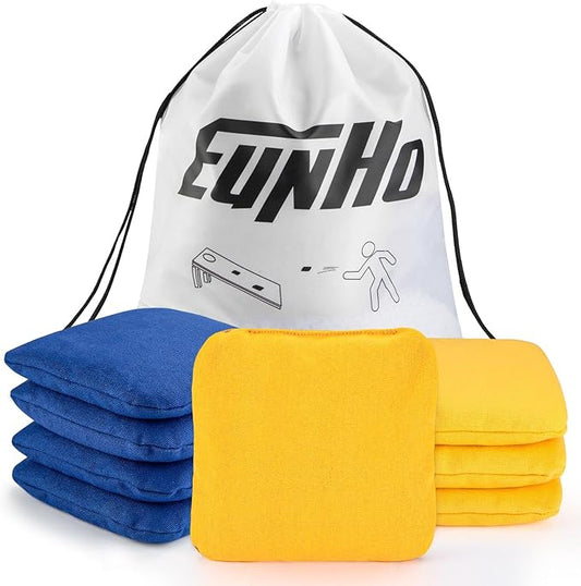 EunHo Cornhole Bags Set of 8 Regulation Size & Weight Corn Hole Bean Bags Official Professional All Weather for Tossing Game with Carry Case
