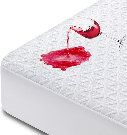 Premium Waterproof Mattress Protector - Queen Size Breathable Cooling Bed Cover | Soft, Noiseless & Washable
