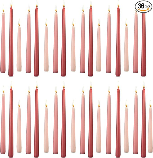 MTLEE Taper Candles 8/10/12 Multi Height Unscented Taper Candles 8 Burn Hours for Dinner Decorative Home Decoration Wedding Party Candlesticks(Gradient Pink,36)