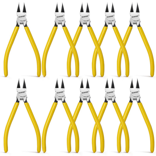 BOOSDEN 10 Pack Flush Cutters, Wire Cutters, 6'' Flush Cut Pliers | Spring Loaded Side Cutting Dikes, Heavy Duty Diagonal Cutters Bulk Set for Plastics,Floral, Crafting, Zip Ties, Electrical and DIY