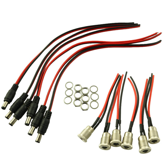 YTgilo 12PCS 5.5x2.5mm MP3 DC Power Socket Power Supply Cable Six Each DC All Metal Charging Socket Receptacle Suitable