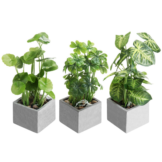 MyGift Artificial Plants Indoor, Set of 3 Small Fake Potted Plants, Faux House Plant for Home Decor