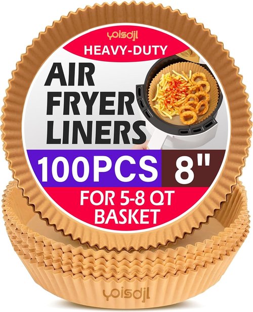 Air Fryer Liners | 100pcs Non-Stick Parchment Paper for 5-8 Qt Air Fryers - 8 Inch Round, Oil Resistant